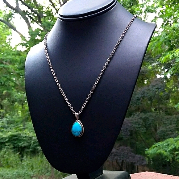 Signed Native American Turquoise Sterling PENDANT - VINTAGE - Picture 6 of 16